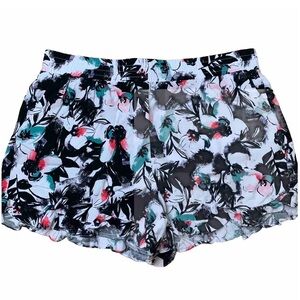 Lane Bryant Watercolor Floral Pull On Ruffle Shorts